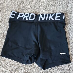 Nike Black Women Compression Shorts with White Logo
